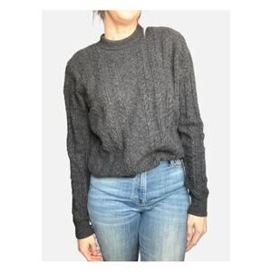 Naadam Cashmere Sweater Cable Knit Rollneck Gray Large